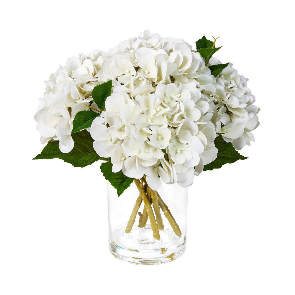 12in Faux White Hydrangeas Fake Flowers Artificial Silk Hydrangea Flower With Vase for Home decor price history on PriceWatchPro
