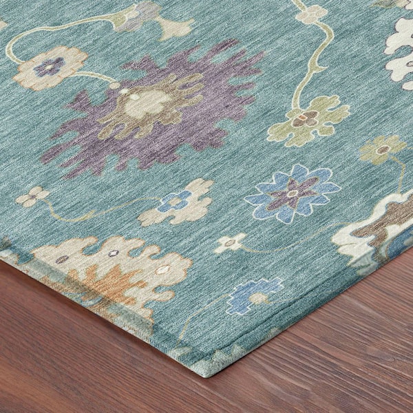 Chantille Machine Washable Indoor/Outdoor Abstract ACN2532 Teal 9 ft. x 12 ft. Area Rug
