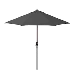 9 ft. Bronze Aluminum Market Patio Umbrella with Crank Lift and Autotilt in Zinc Pacifica Premium