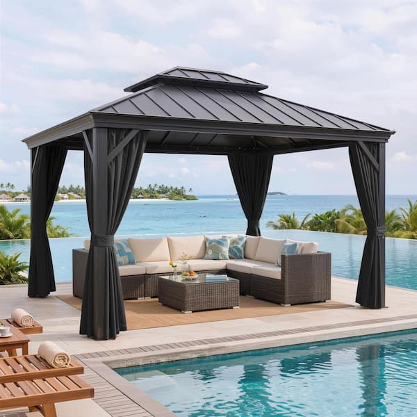 Kimunuk 12 ft. x 20 ft. Universal Outdoor Privacy Curtains, Gazebo