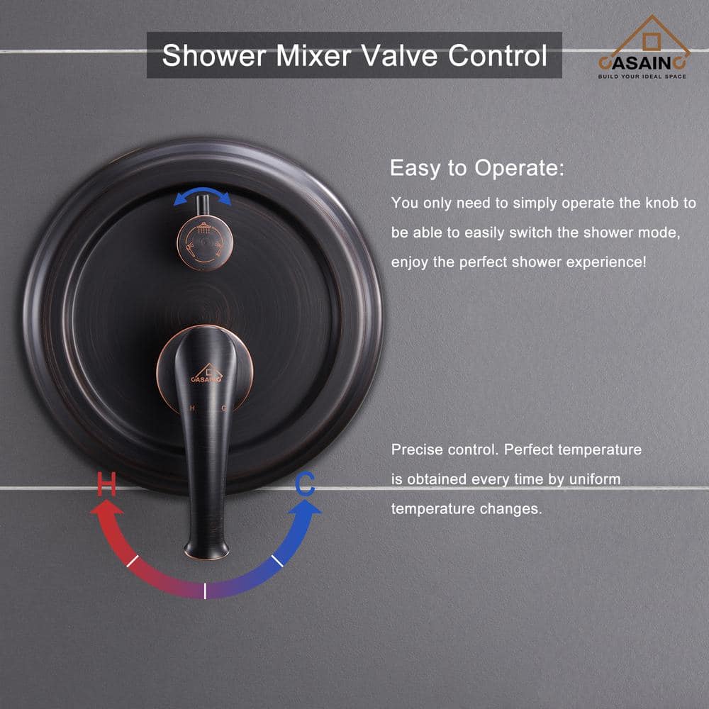 Oil Rubbed Bronze Multi-Head Wall Mounted Shower System