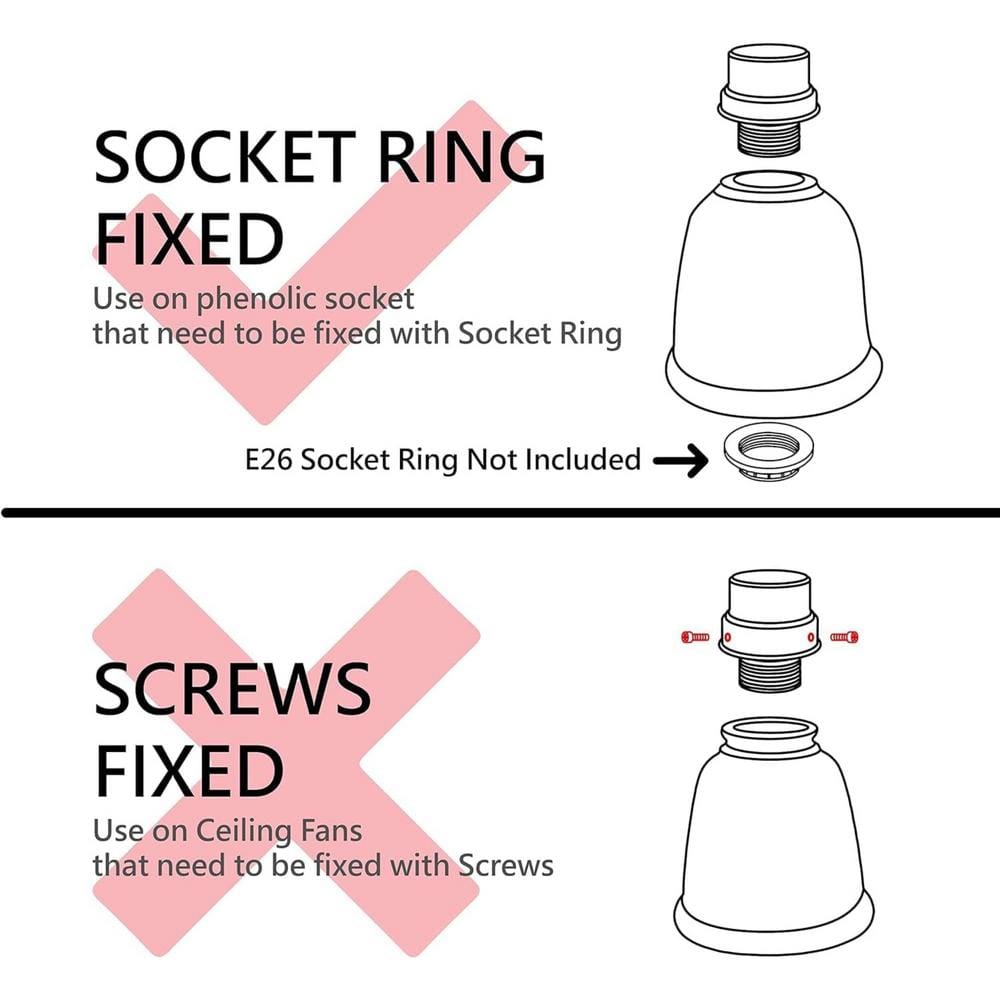 Clear Glass Bell Pendant Shade Set with Neckless Fitter