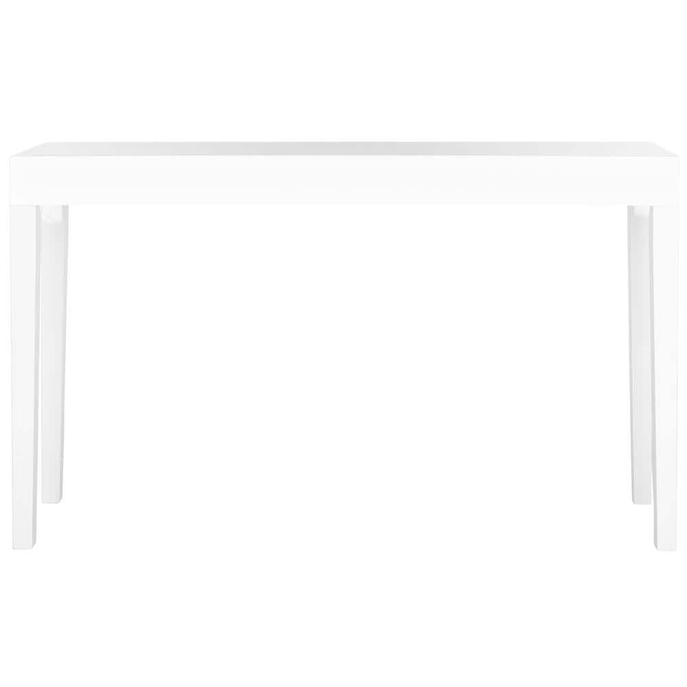 White Wood and Metal Rectangular Console Table with Storage