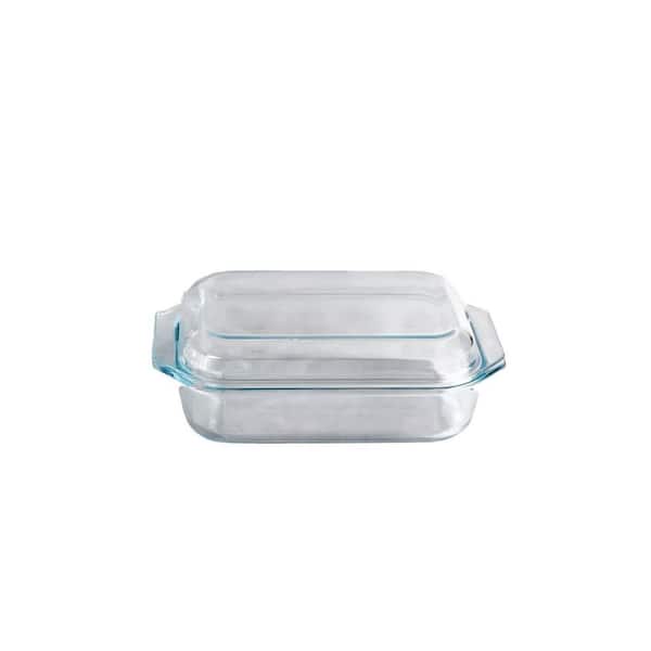 1.4 qt. Small Tempered Glass Casserole Dish with Lid, 8.5 in. x 6.1 in. Rectangular Casserole Dish for Oven