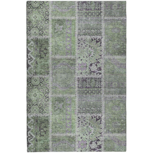 Dream Shag Premium Machine Washable Abstract ADS635 Green 9 ft. x 12 ft. Area Rug