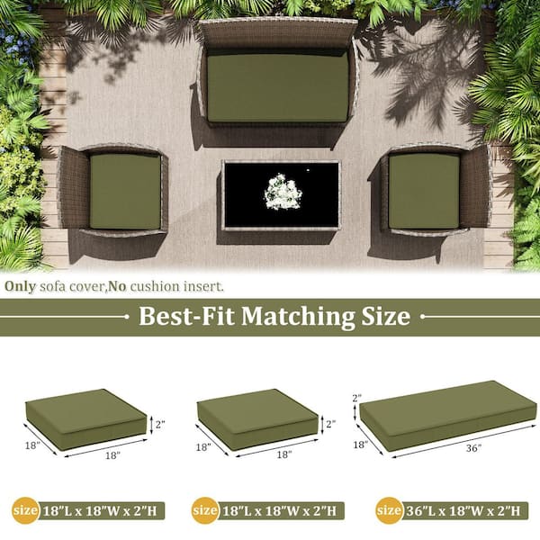 3-Piece Outdoor Patio Cushion Cover, UV and Waterproof Replacement Slipcovers Light Green ( No Insert )