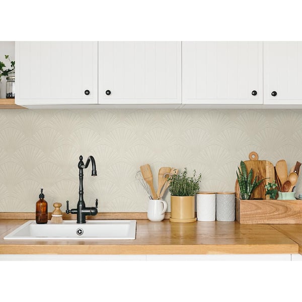 40.5 sq. ft. Alba Beige Arches Vinyl Peel and Stick Wallpaper Roll