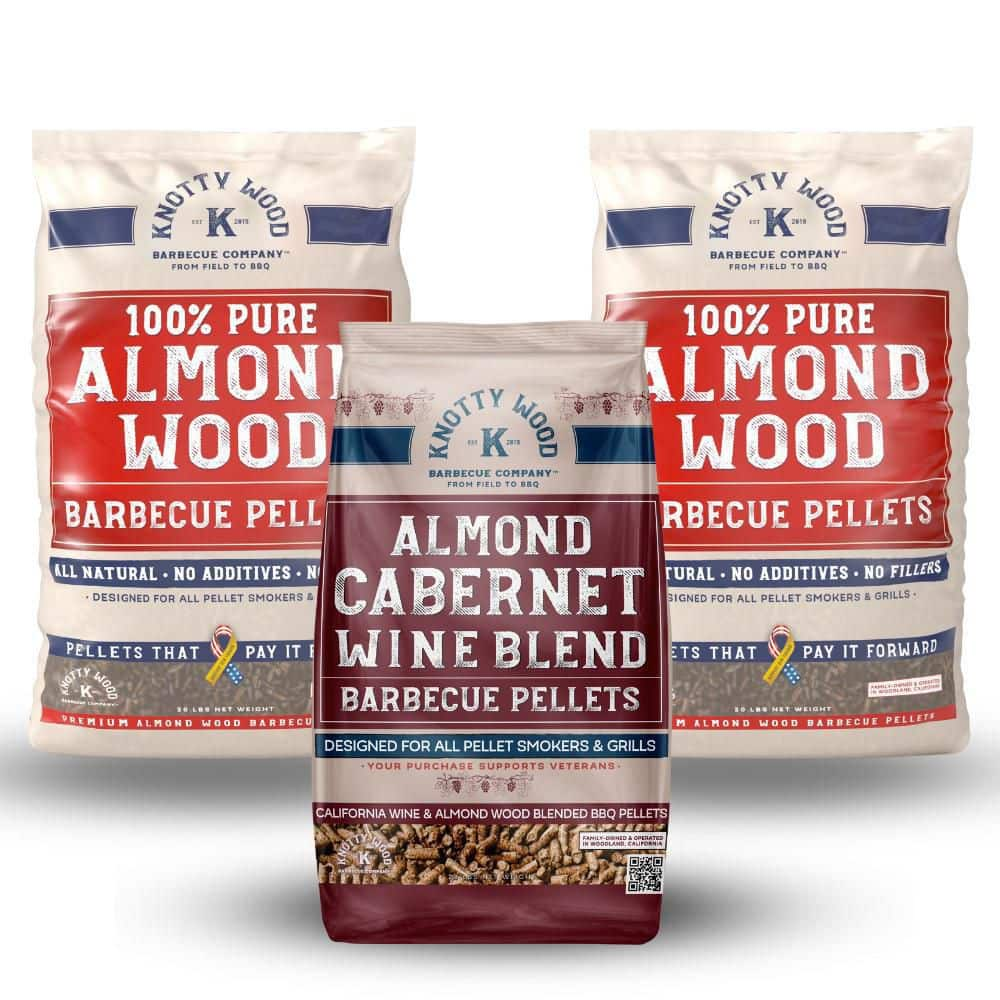 KNOTTY WOOD BARBECUE COMPANY 20 Lbs Pure Cabernet Wine Almond Wood   Knotty Wood Barbecue Company Grilling Pellets Kwbbq2a1aw016 64 1000 