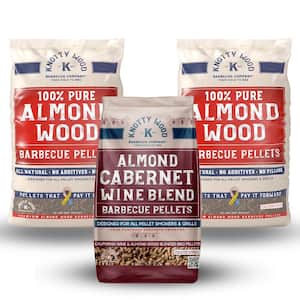 20 lbs. Pure Cabernet Wine Almond Wood Plus 20 lbs. Pure Almond Wood BBQ Smoker Pellets (2-Pack) Combo Kit