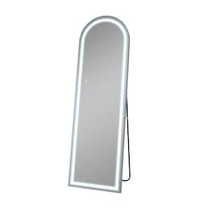 20 in. W x 63 in. H Framed Arched LED Mirror Full Length Wall Mirror in Sliver