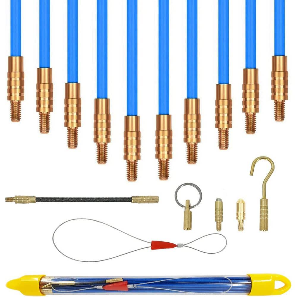 11 ft. Fiberglass Electrical Fish Tape with Multi-Function Duct Rodder Wire and Cable Pulling Kit Blue price history on PriceWatchPro