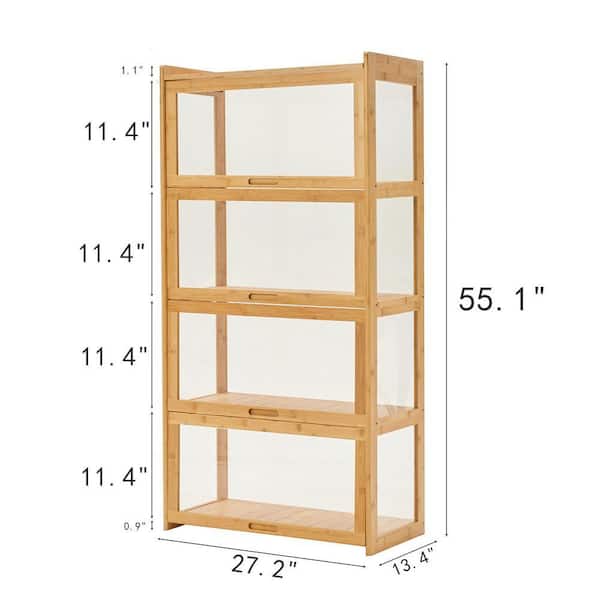 B BALANBO Beige 51.1 in. Acrylic Display Cabinet, Storage Cabinet 