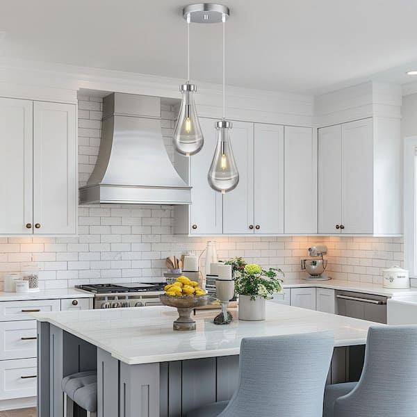 ZHLWIN Raindrop Pendant Lights Kitchen Island Teardrop Chrome