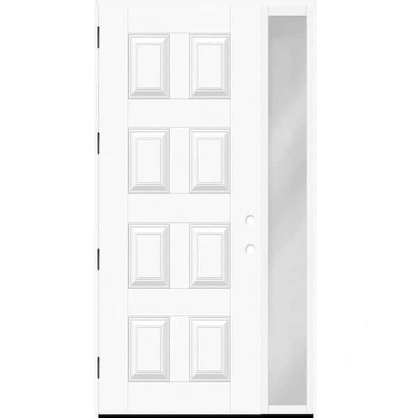 Regency 59 in. x 96 in. 8-Panel RHOS Unfinished Mahogany Fiberglass Prehung Front Door w/14 in. SL w/ 4-9/16 Jamb
