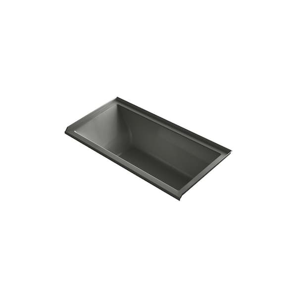 KOHLER Underscore 60 in. Rectangular Drop-in VibrAcoustic Bathtub with Bask Heated Surface in Thunder Grey
