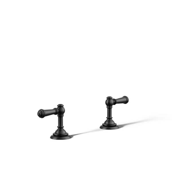 KOHLER Artifacts Double Handle Deck-Mount Bath Faucet Handle Trim with Lever Design in Matte Black