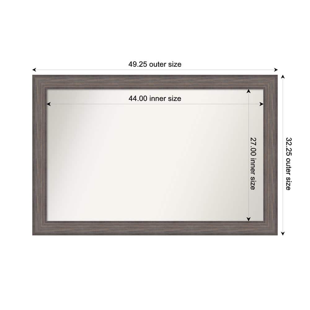 Country Barnwood 49.25 in. W. x 32.25 in. Custom Non-Beveled Wood Framed Bathroom Vanity Wall Mirror