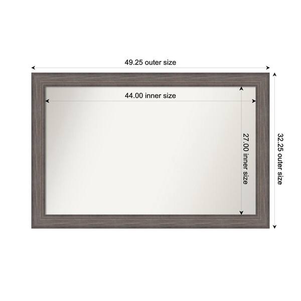 Amanti Art Country Barnwood 49.25 in. W. x 32.25 in. Custom Non-Beveled Wood Framed Bathroom Vanity Wall Mirror