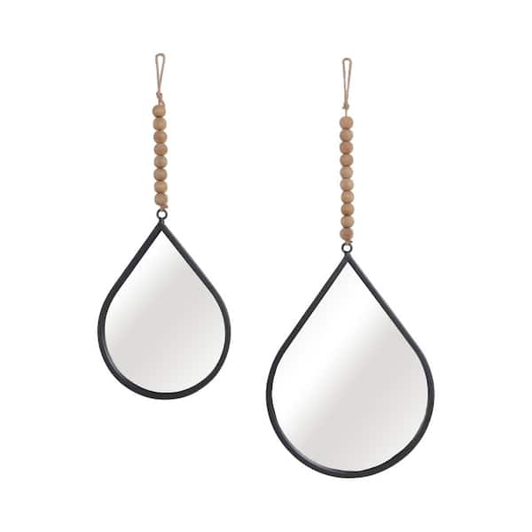 Liv & Skye Silver 10 in. x 14 in. Modern Teardrop Metal Hoop Framed Mirror (Set of 2)