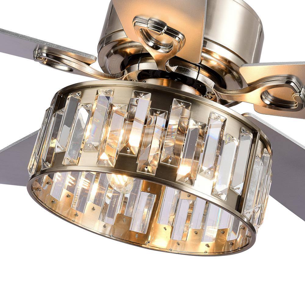 Buy Sergio 52 in. Indoor Crystal Satin Nickel Ceiling Fan with Remote