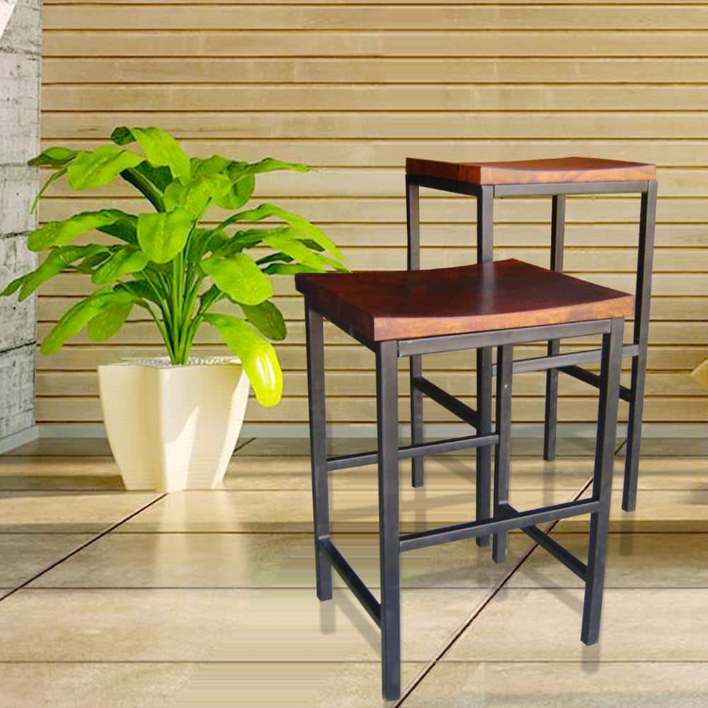 Rustic Farmhouse 24" Saddle Stool in Chestnut and Black
