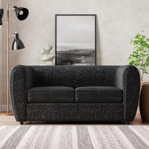 Katie 67 in. Black Boucle Polyester Fabric 2-Seater Modern Loveseat With Pocket Coil Cushions
