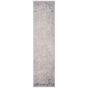 Invista Grey/Ivory 2 ft. x 8 ft. Floral Distressed Gradient Runner Rug