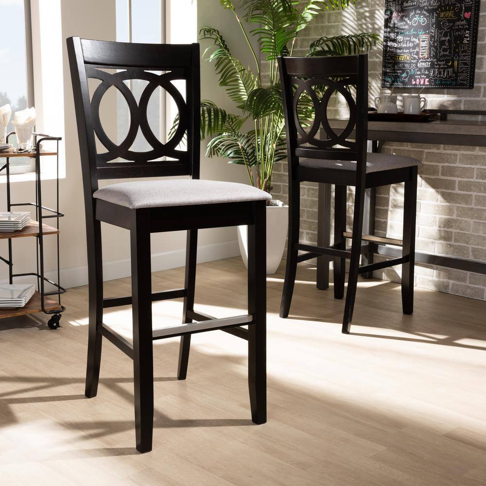 Carson Espresso and Gray Upholstered Wood Bar Stool Set