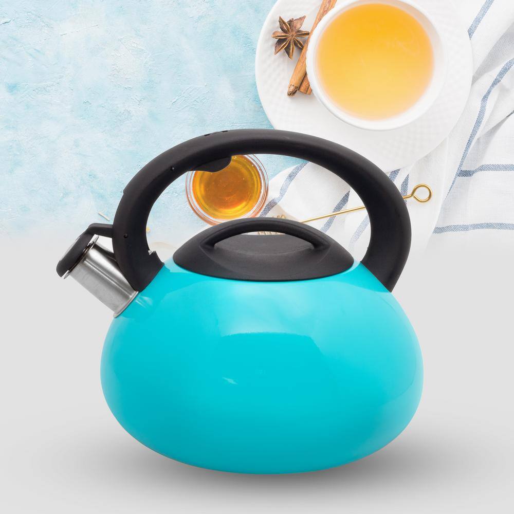3 Qt. Teal Stainless Steel Whistling Tea Kettle