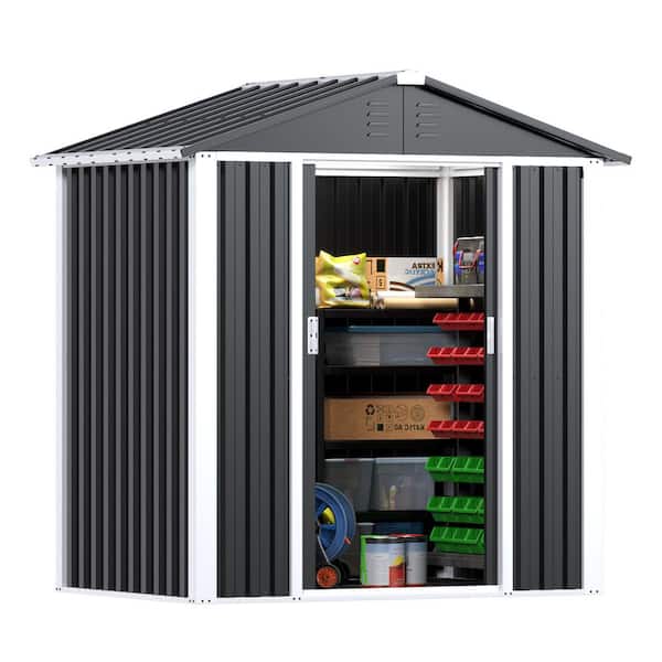 Aobabo Outdoor Storage Shed 6 ft. W x 4 ft. D Metal Sheds Outdoor Storage (24 Sq. Ft.) for Backyard Garden Patio Lawn in Black