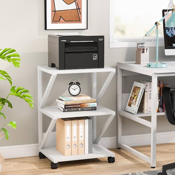 Indringing schoner Merg Tribesigns Patrick White Mobile Printer Stand with Storage Shelves 3-Shelf  Rolling Printer Cart Under Desk for Home Office TJHD-QP-0261 - The Home  Depot