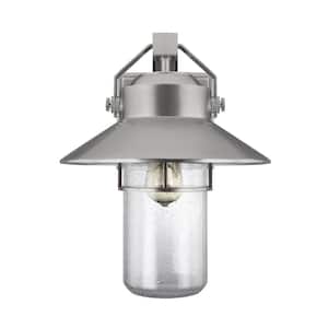 Boynton 1-Light Painted Brushed Steel Finish Outdoor 15.5 in. Wall Lantern Sconce