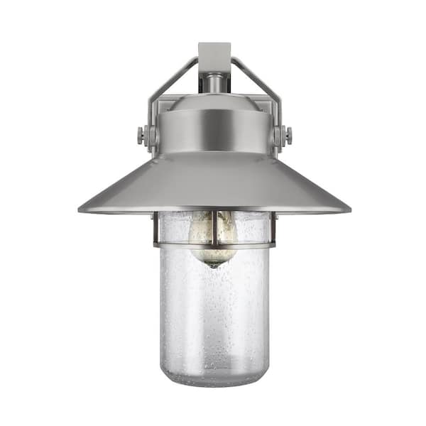 Generation Lighting Boynton 1-Light Painted Brushed Steel Finish Outdoor 15.5 in. Wall Lantern Sconce