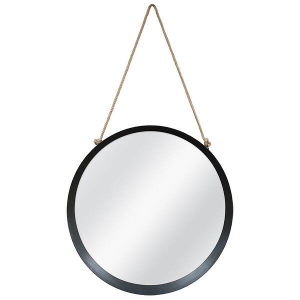 Mcs Medium Round Black Contemporary Mirror 20 In H X W 85085 The Home Depot Mcs Medium Round Black Contemporary, Black Round Mirror With Rope