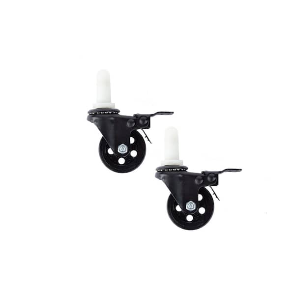 PIPE DECOR 2 in. Black Steel Caster for 1/2 in. Pipe (2-Pack)