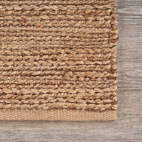 LR Home Finn Contemporary Tan/Brown/Green 7 ft. 9 in. x 9 ft. 9 in.  Handwoven Braided Natural Jute and Chenille Area Rug FRESH00042ASO7999 -  The Home Depot