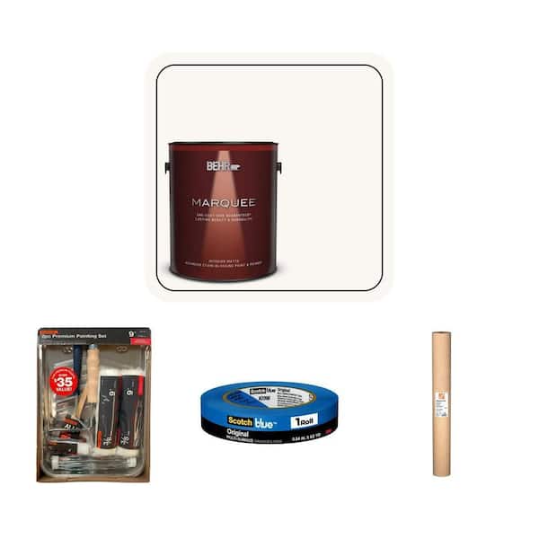 8-Piece Paint Kit, 35 in. x 140ft. Builders Paper, ScotchBlue Tape, and 1 gal. Ultra Pure White Paint Combo