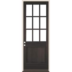 36 in. x 96 in. 9-Lite with Beveled Glass Right Hand Black Stain Douglas Fir Prehung Front Door