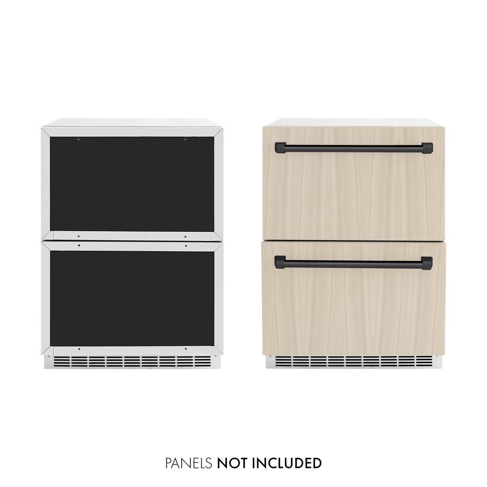 Touchstone 24 in. 4.6 cu. ft. Panel-Ready Drawer Refrigerator with Custom Door and Matte Black Handles