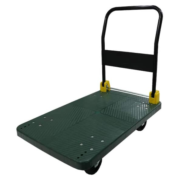 440 lbs. Capacity Platform Truck Flatbed Cart Heavy Duty Steel Foldable Push Cart Dolly with Swivel Wheels for Moving