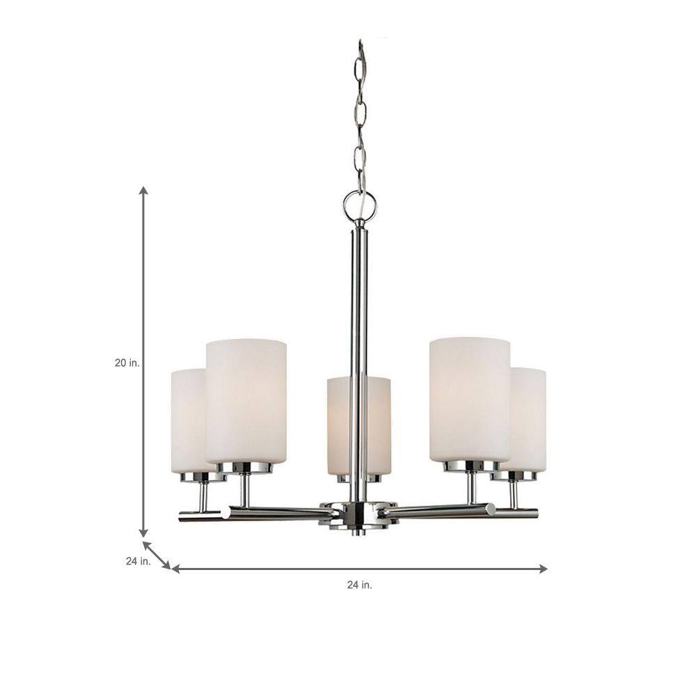 Oslo Chrome 5-Light Chandelier with Opal Etched Glass Shades
