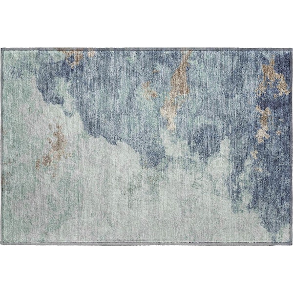 Mayfield Premium Machine Washable Abstract AMF2108 Seafoam 2 ft. x 3 ft. Accent Rug