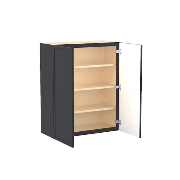 Home Decorators Collection Franklin 30 in. W x 12 in. D x 36 in. H Assembled Plywood Wall Kitchen Cabinet in Valiant Onyx with Soft Close
