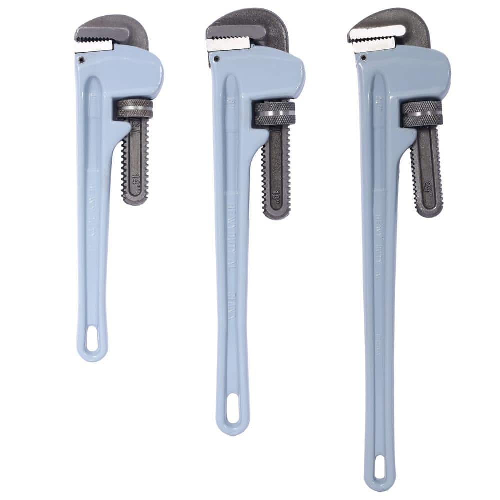 3-Piece 14/18/24 in. Light Gray Aluminum Heavy Duty Straight Pipe Wrench for Water Pipes, Automotive Repairs price history on PriceWatchPro