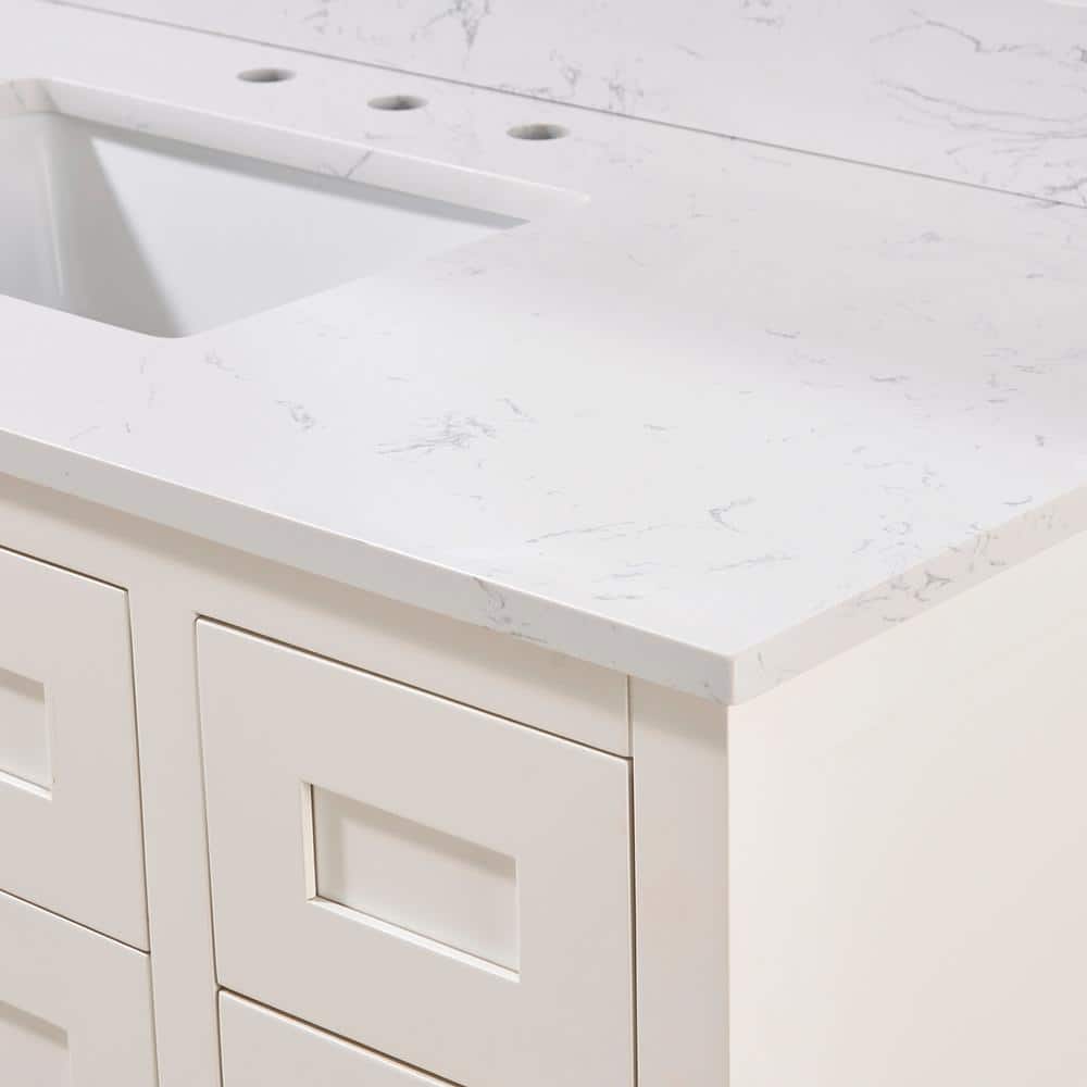 Aosta White 49" Composite Stone Vanity Top with Ceramic Sink