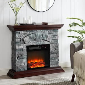 40 in. Freestanding Electric Fireplace in Gray