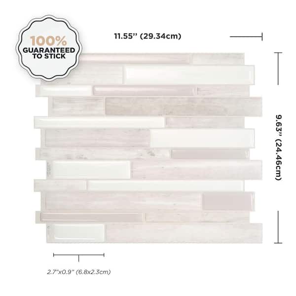 Milano Fabrini 11.55 in. W x 9.63 in. H Taupe Peel and Stick Decorative Mosaic Wall Tile Backsplash (4-Pack) Milano Fabrini 11.55 in. W x 9.63 in. H Taupe Peel and Stick Decorative Mosaic Wall Tile Backsplash (4-Pack)