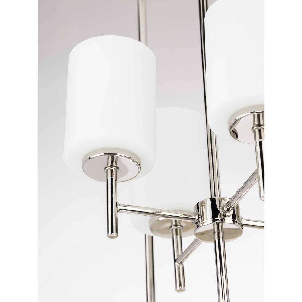Elegant Replay 4-Light Foyer Pendant in Polished Nickel with Etched Glass