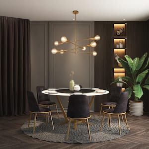 Modern Gold Sputnik Bedroom Chandelier, Iros 31 in. 8-Light Brass Dining Room Island Pendant Light with Four Tiers