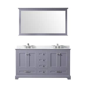 Dukes 60 in. W x 22 in. D Dark Grey Double Bath Vanity, White Quartz Top, Faucet Set, and 58 in. Mirror